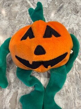 Ty Orange Jack-o'-Lantern Plush with Green Vines
